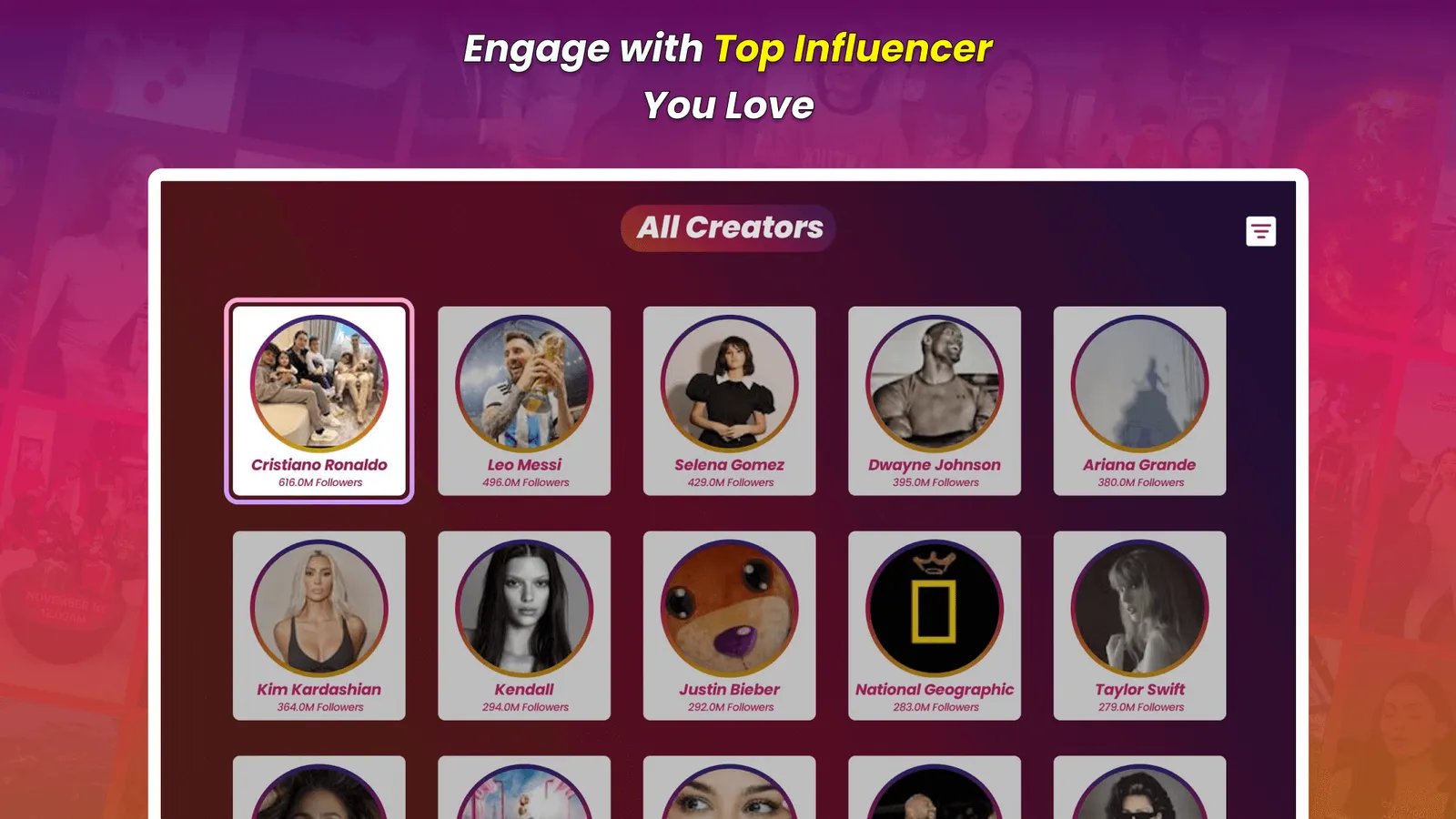 The Insta Reels creators and influencers grid