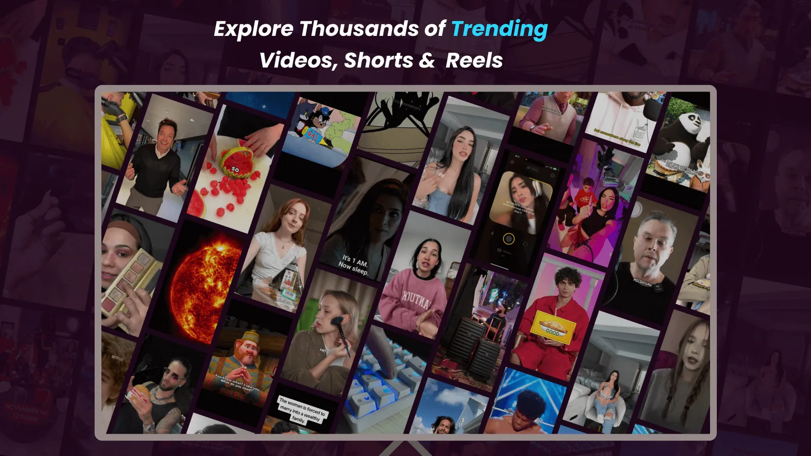 Trend Tube on Roku: a wall of trending videos, shorts and reels